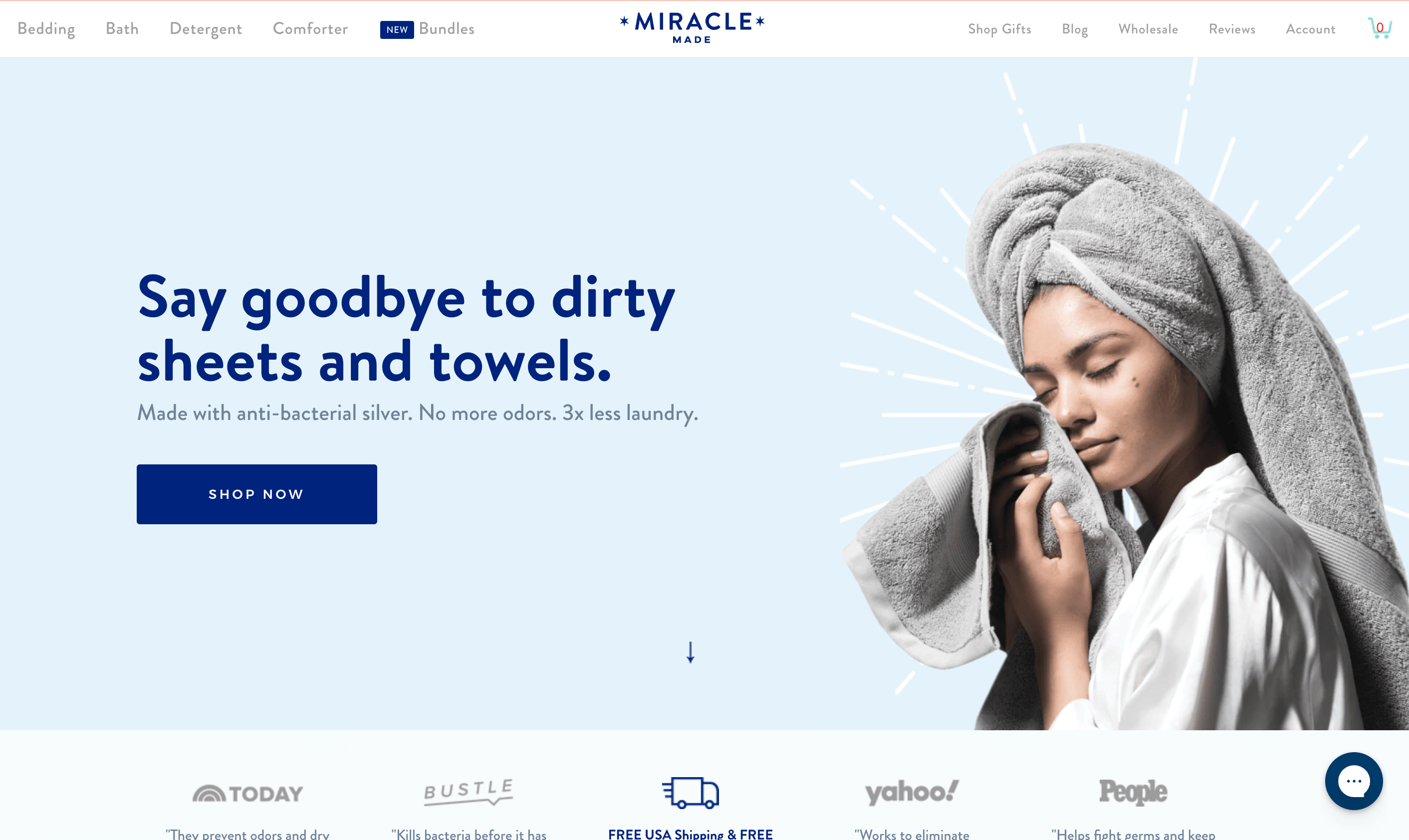 Landing page on Miracle website