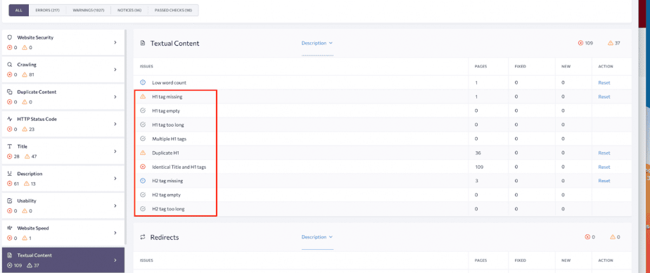 How to analyze text content in Website Audit