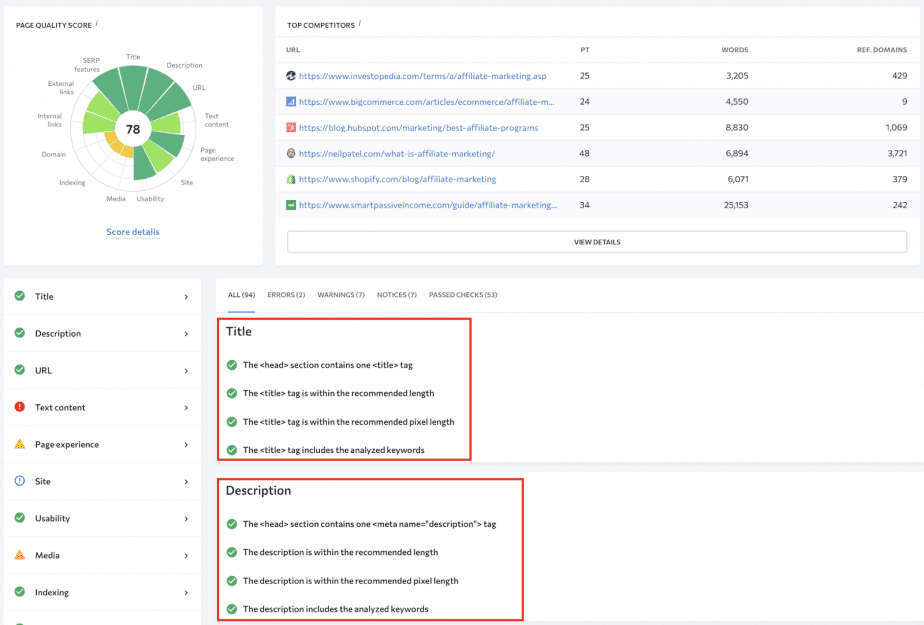 Overview of On-Page SEO Checker