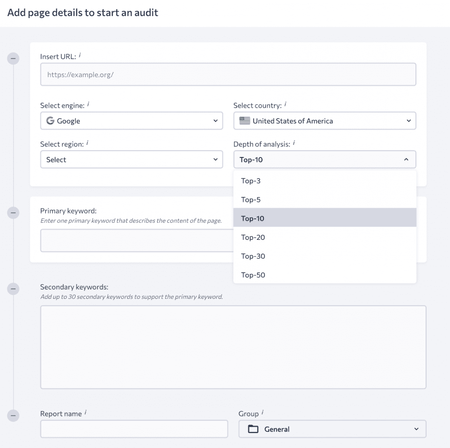 Starting an on-page audit