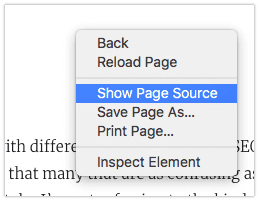 How to view page source in Safari
