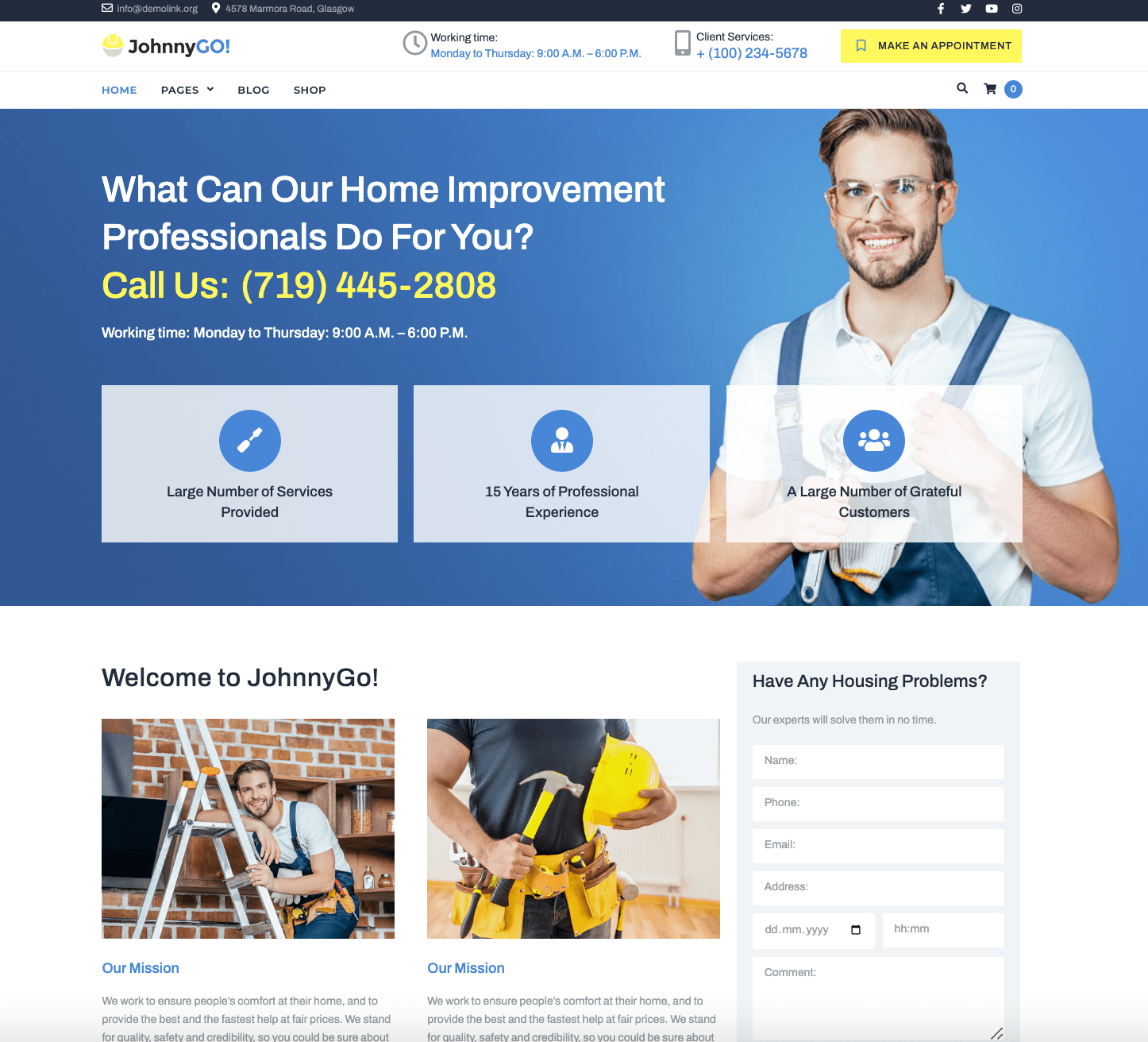 JohnnyGo — Multipurpose Home Maintenance WordPress Theme