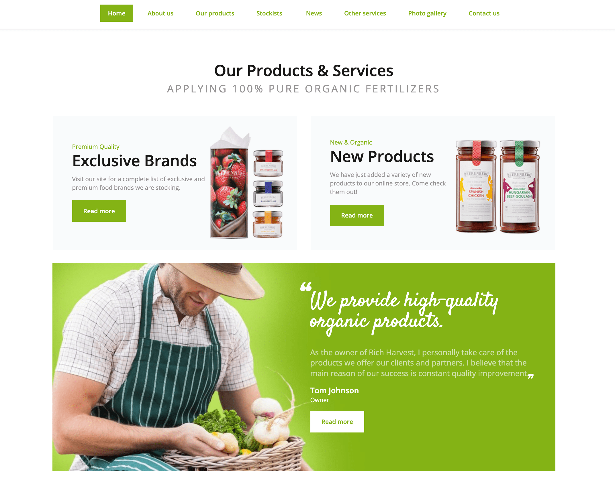 Rich Harvest — Organic Farm Responsive Multipurpose Website Template