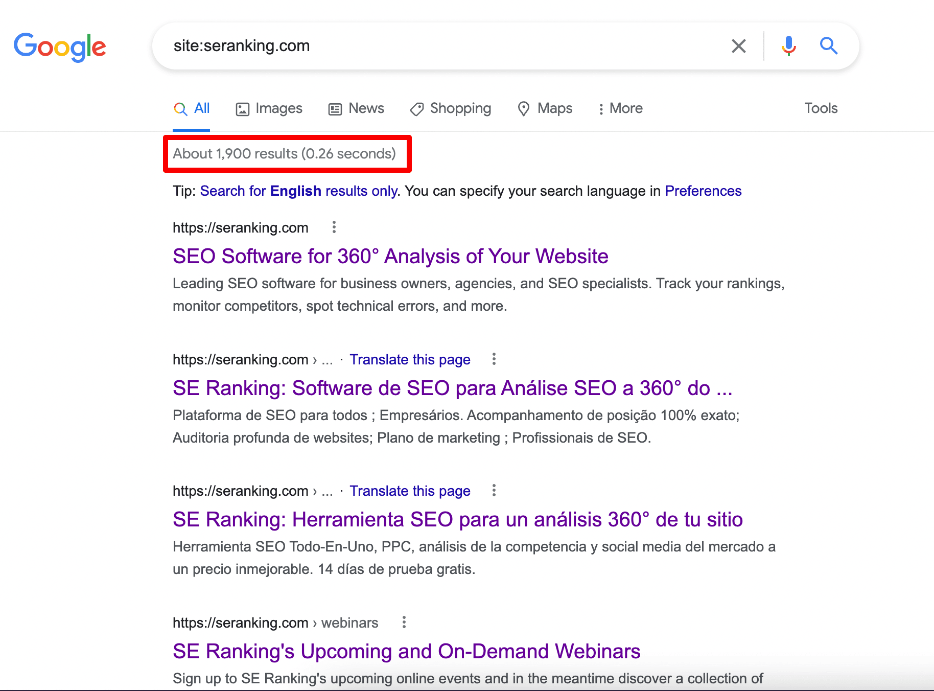 Google’s search operator site: