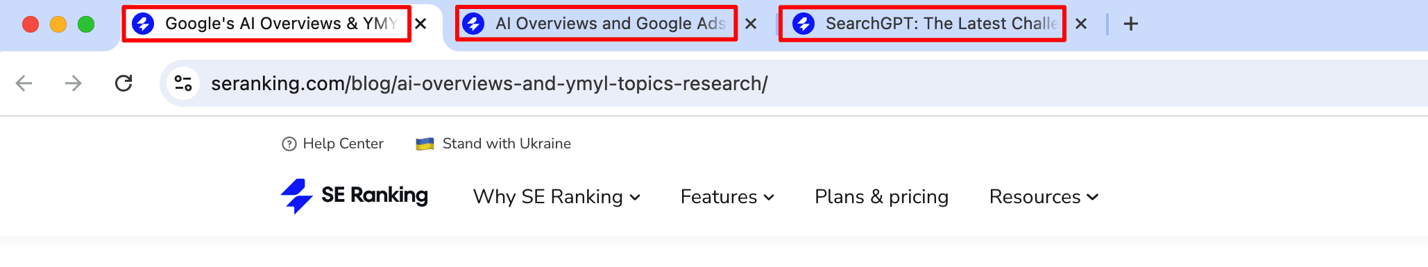 title tags in browser tabs