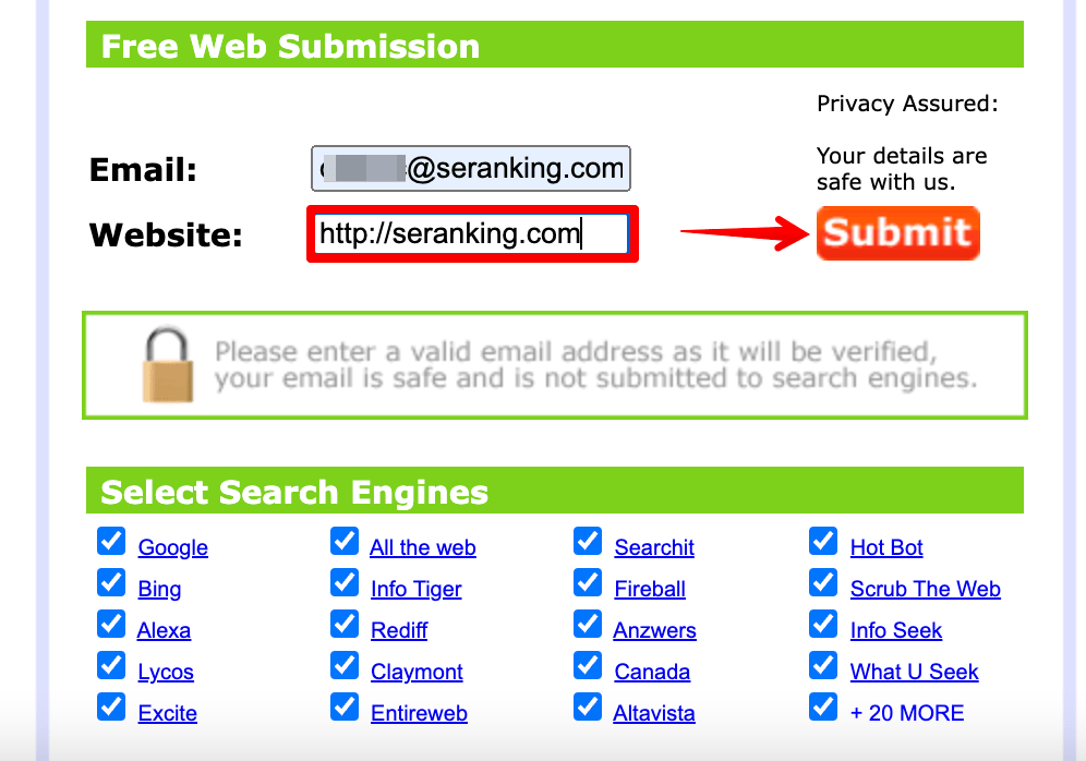 Free Web Submission tool