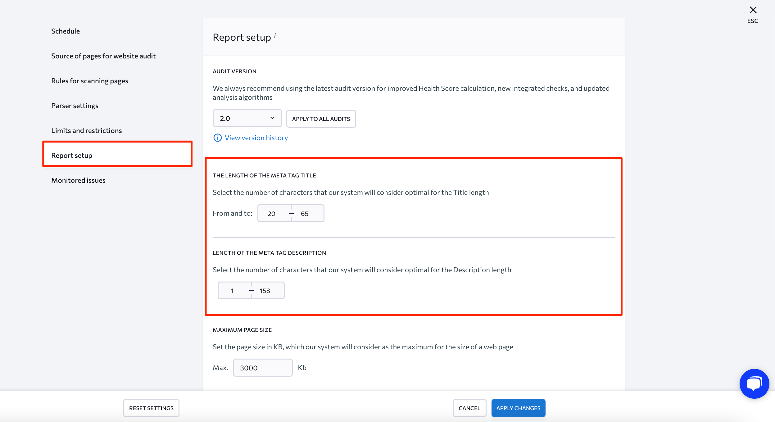 website audit setup