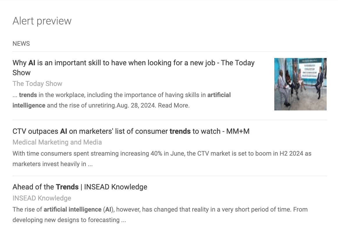 Google Alerts Preview