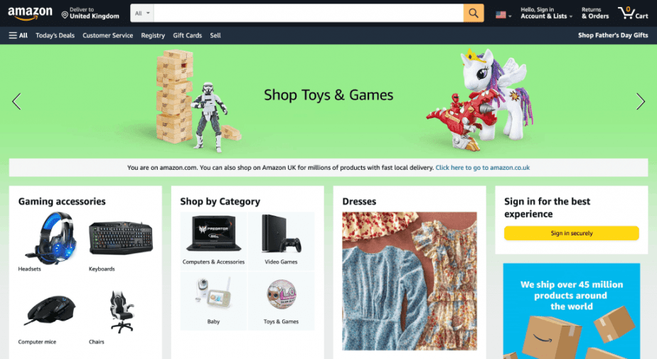 Catalog navigation on the ecommerce website