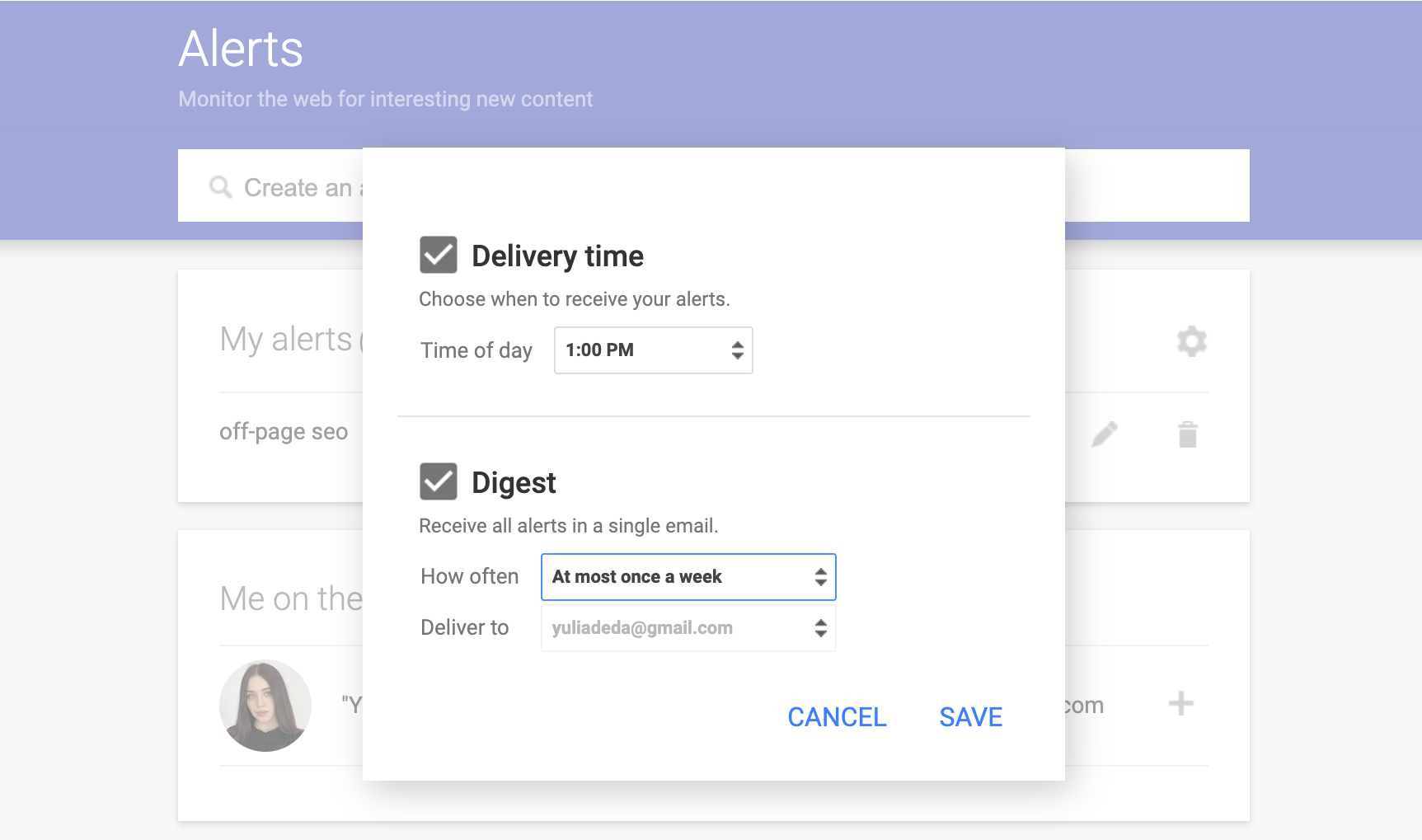 Google Alerts Delivery Time