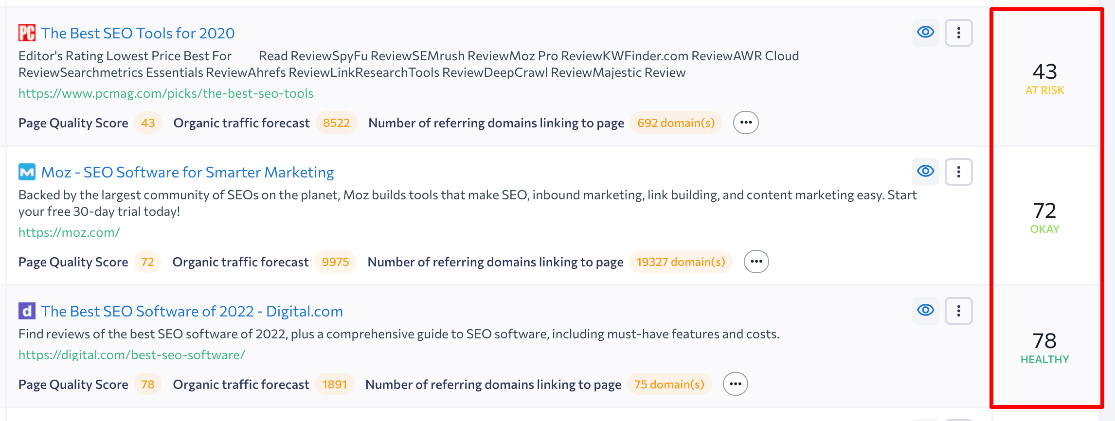 On-page score at SE Ranking