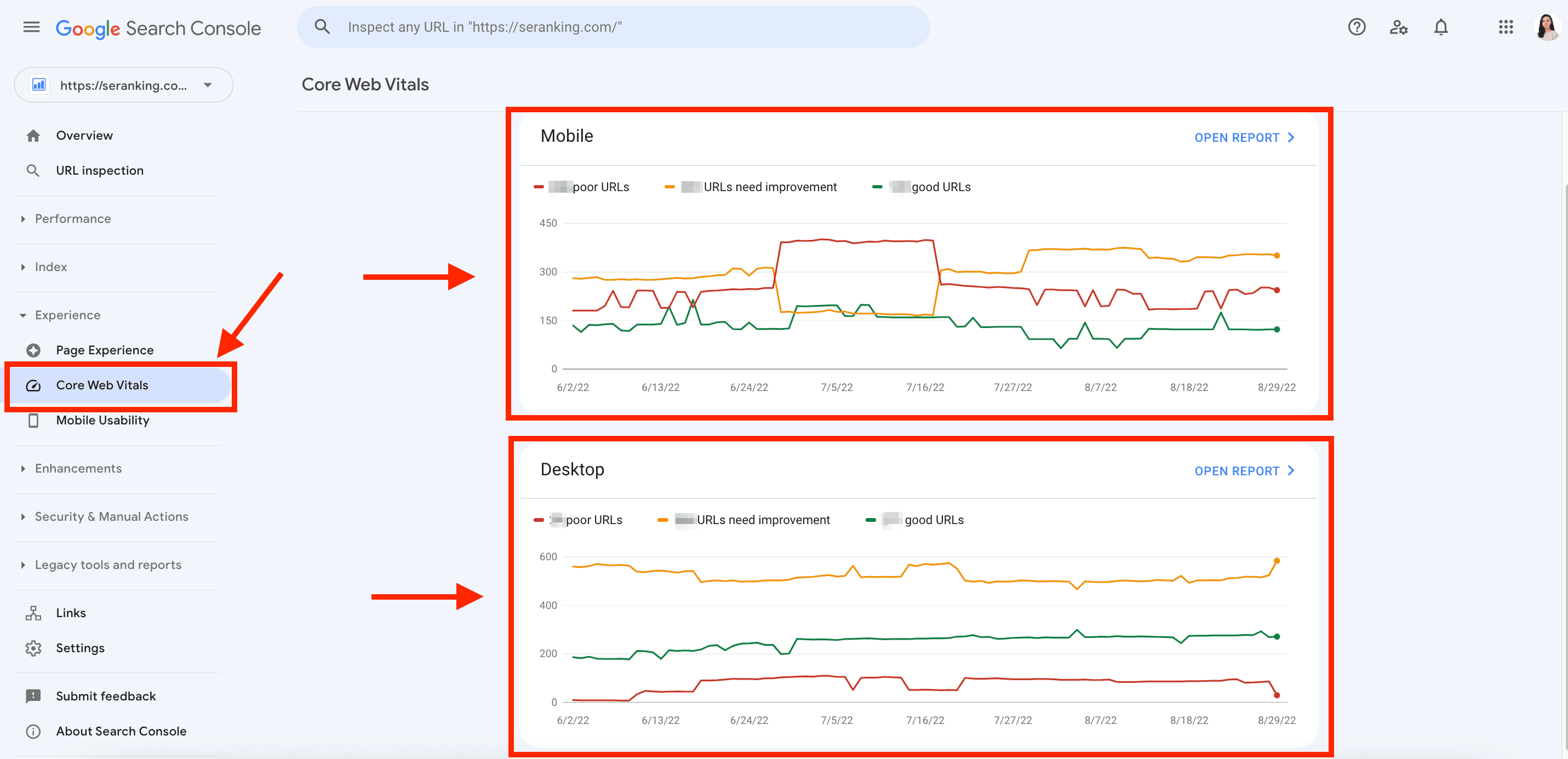 GSC Page Experience CWV