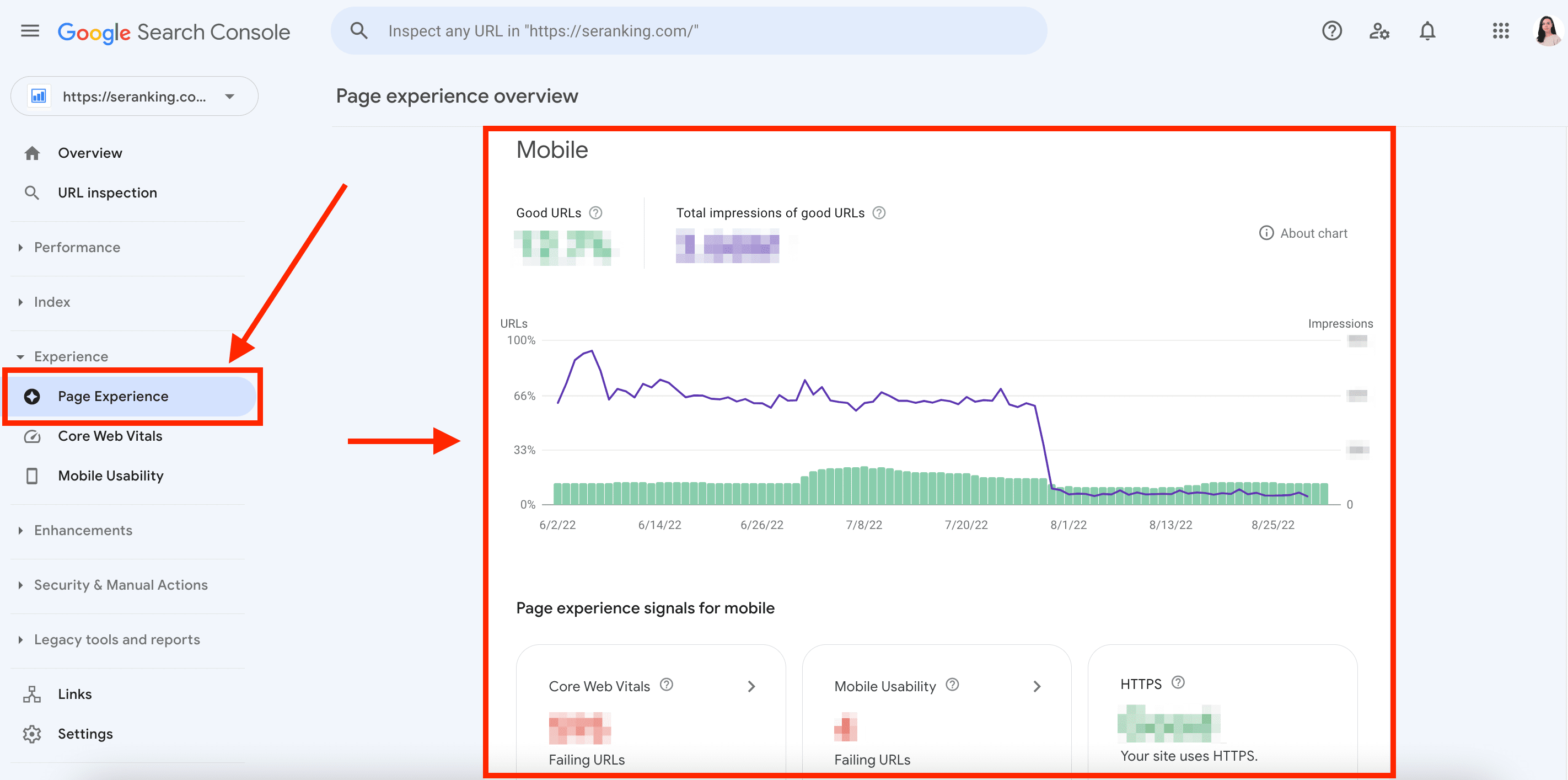 GSC Page Experience overview