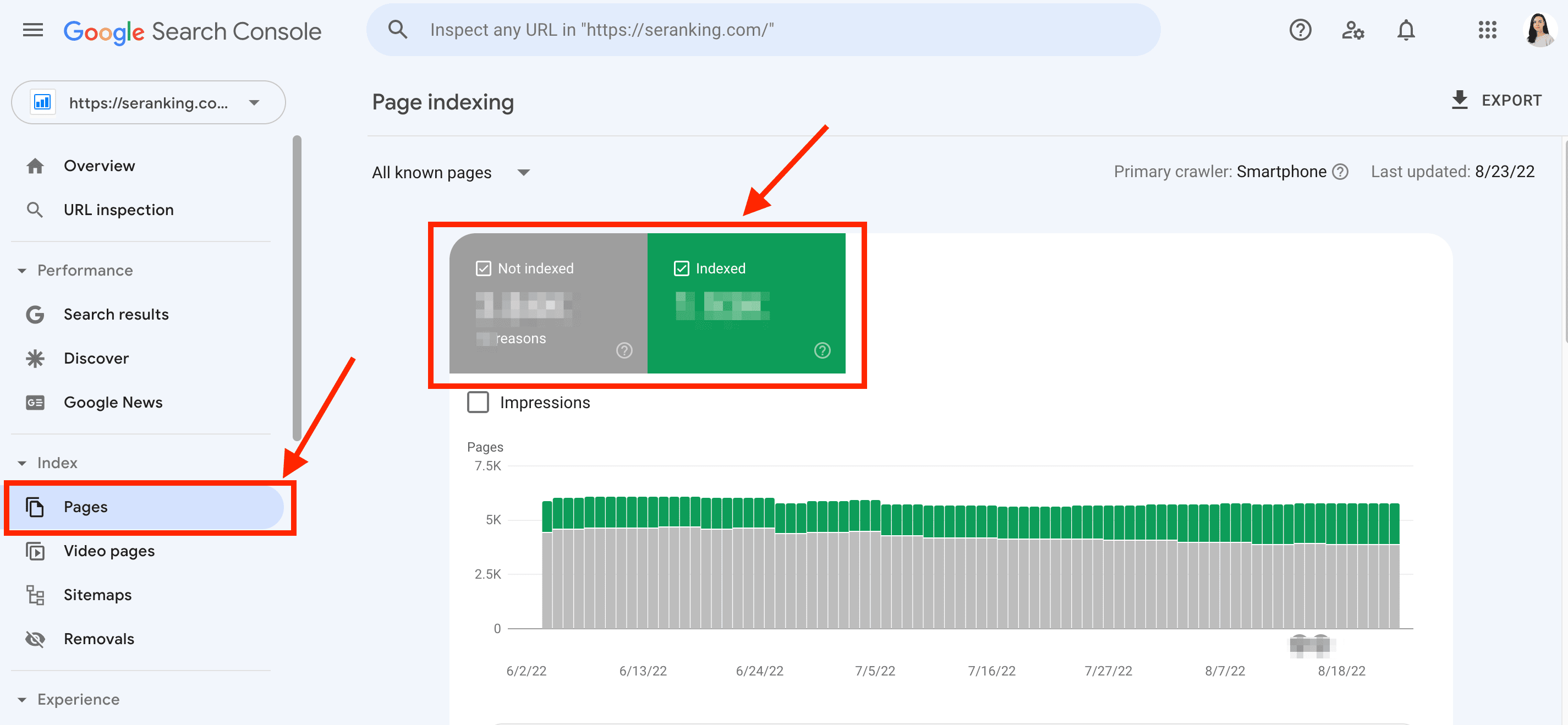 GSC pages indexing report