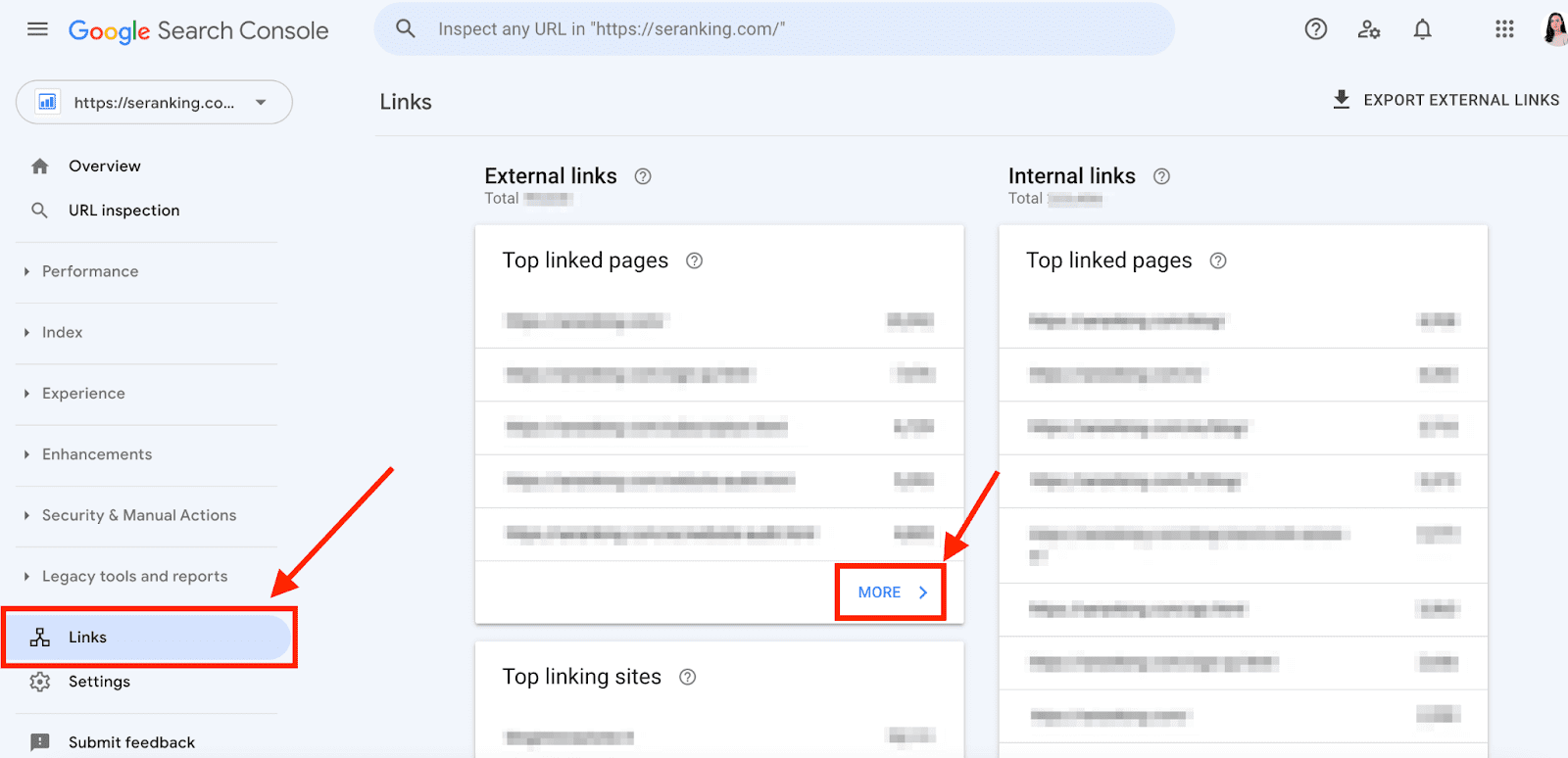 GSC Links Report overview