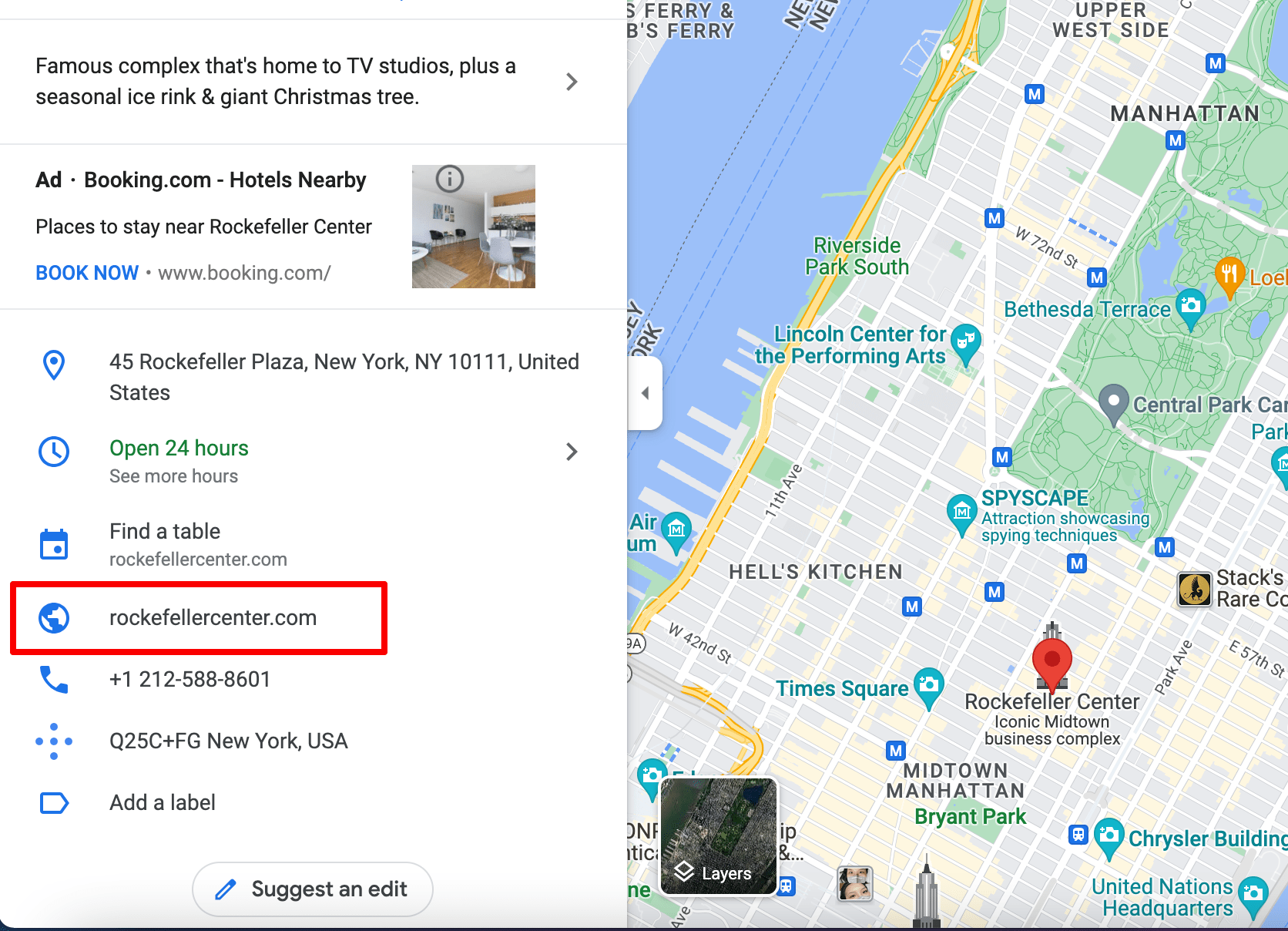 Website on Google Maps