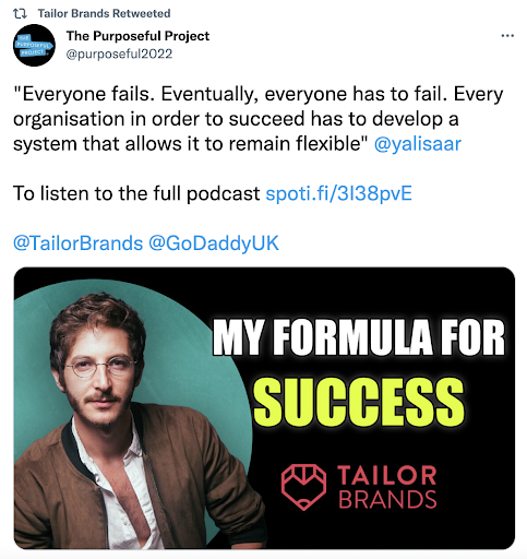 Tailor Brands cooperation with The Purposeful Project