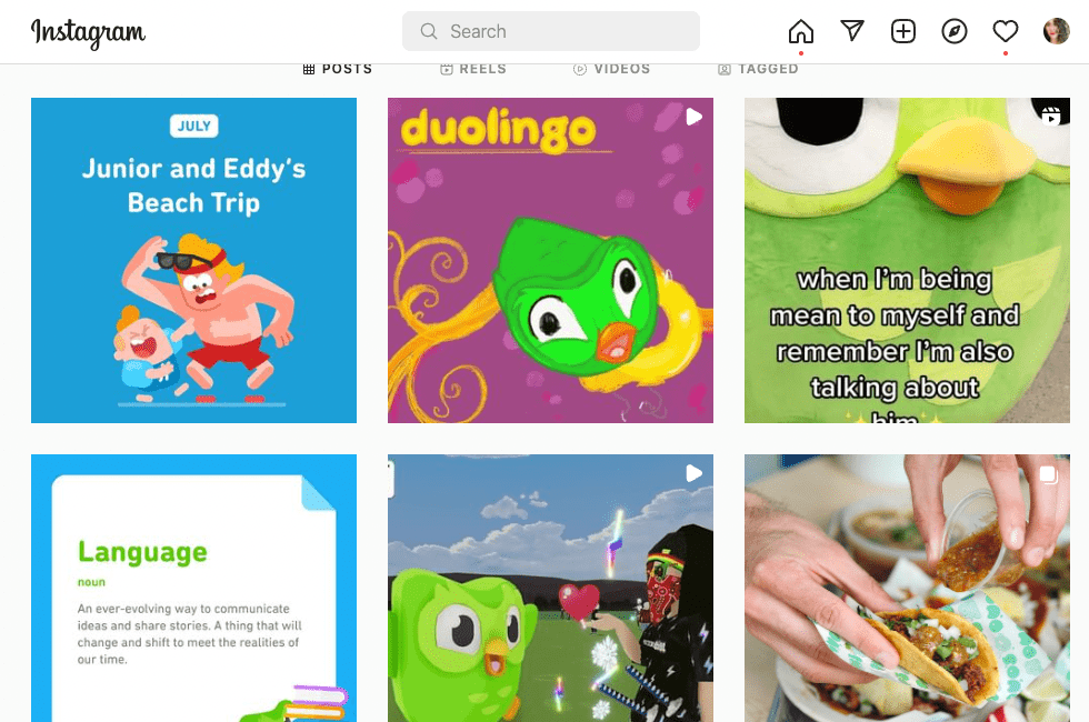 Duolingo's Instagram