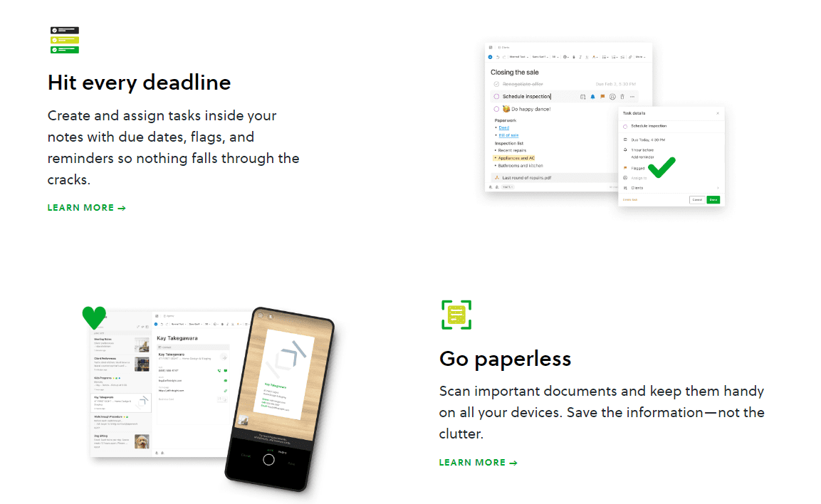 Evernote screenshots