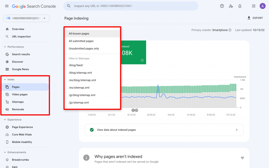 Page indexing report in GSC