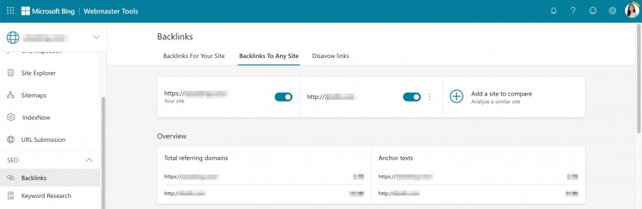 Overview of backlink comparison