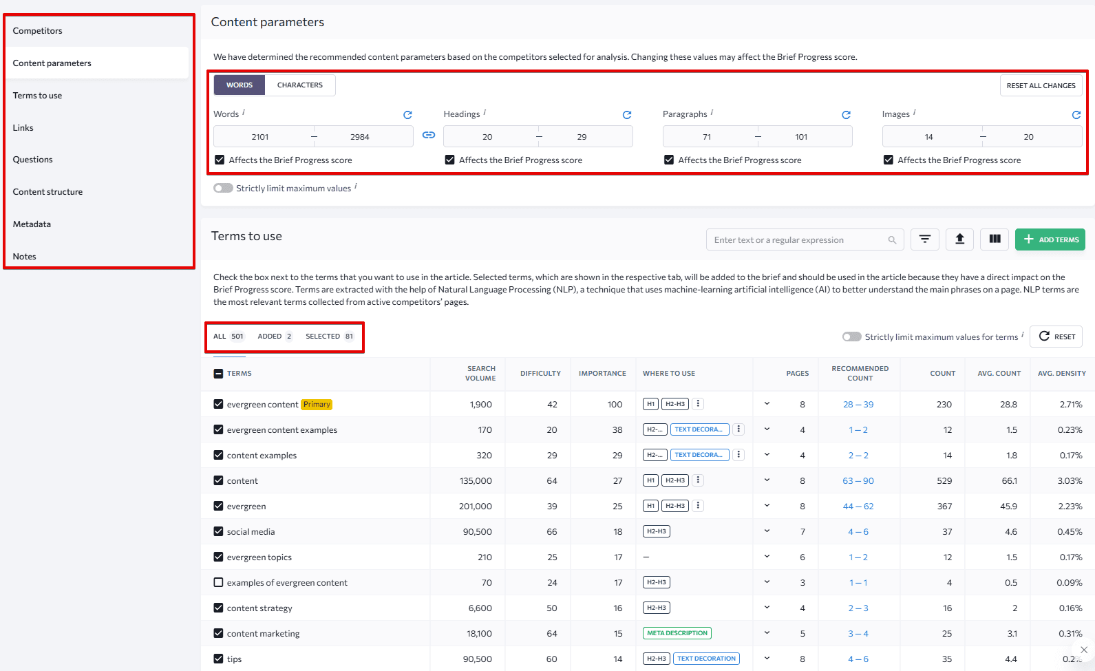 Content editor settings