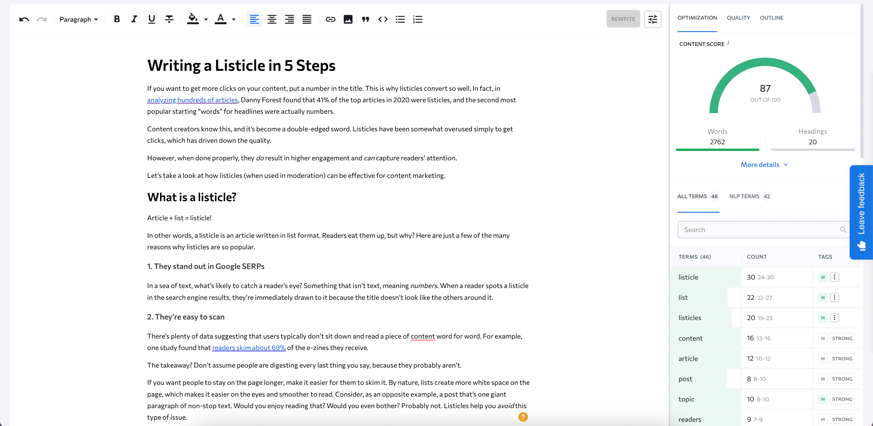 Content Editor's text editing window