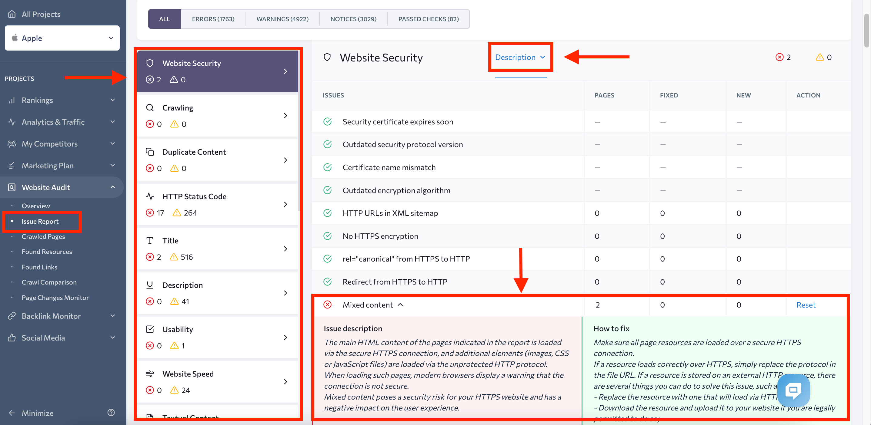 Issue report overview