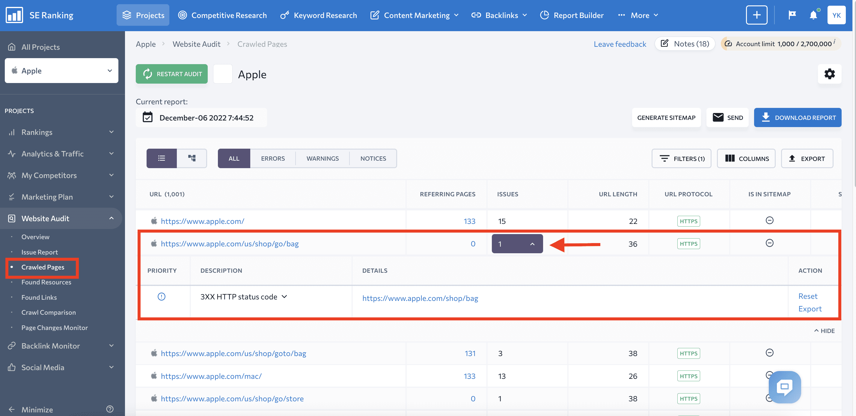 Crawled pages issues