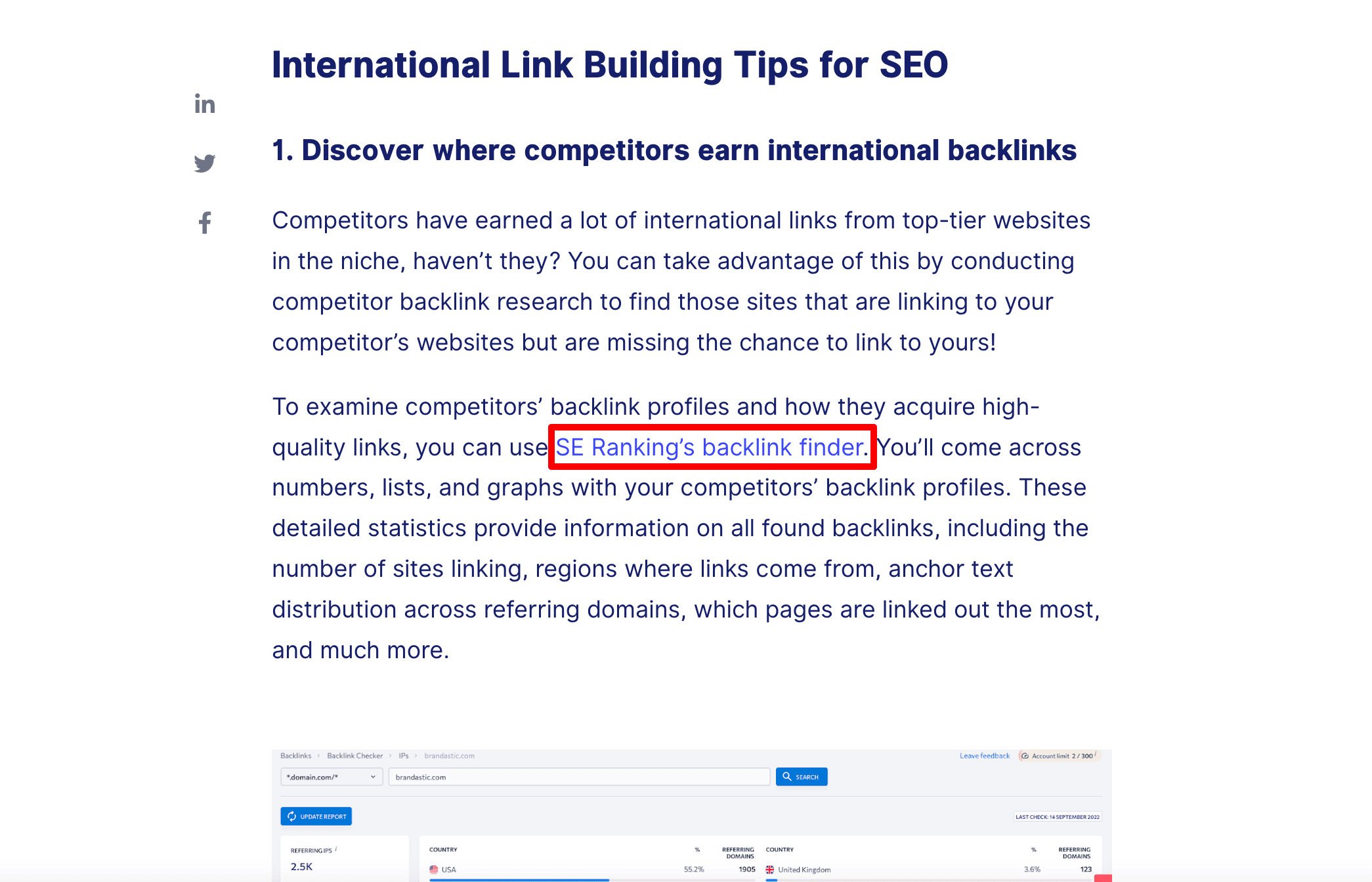 Blog post for another website with a backlink