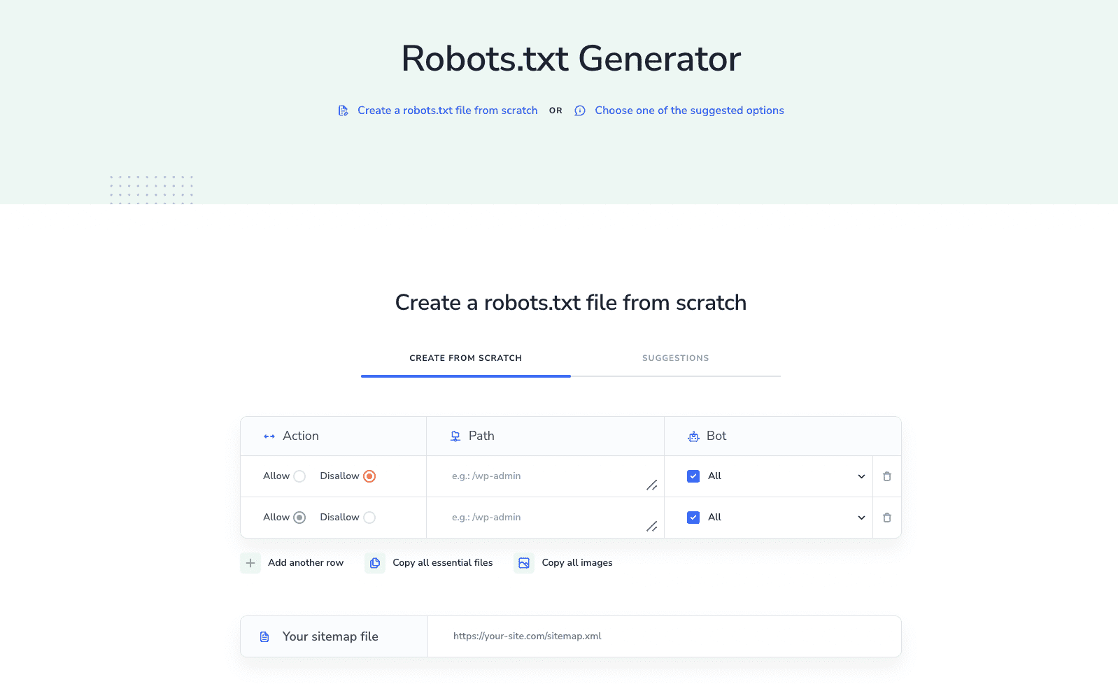 مولد رایگان robots.txt SE Ranking