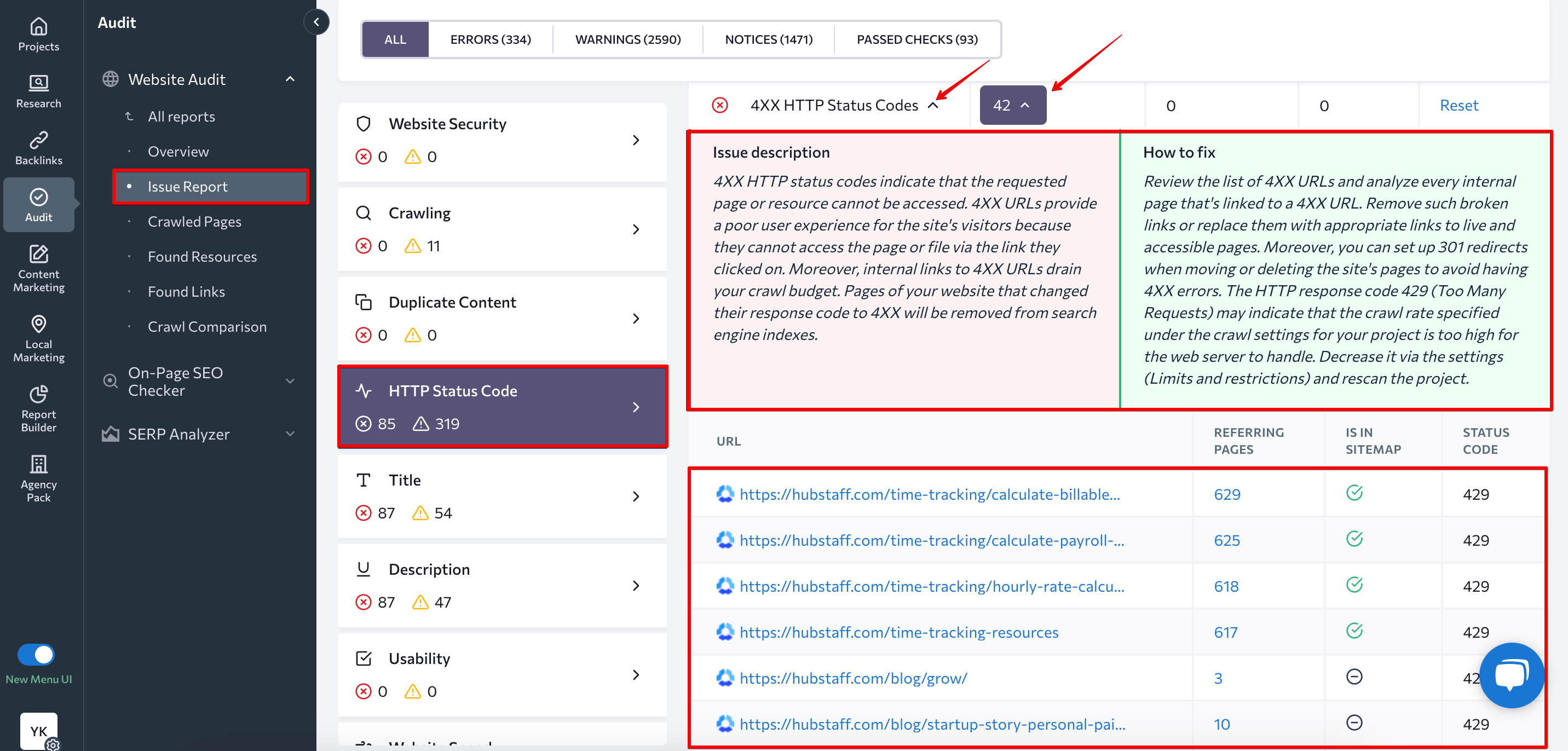 Error information in Issue Report