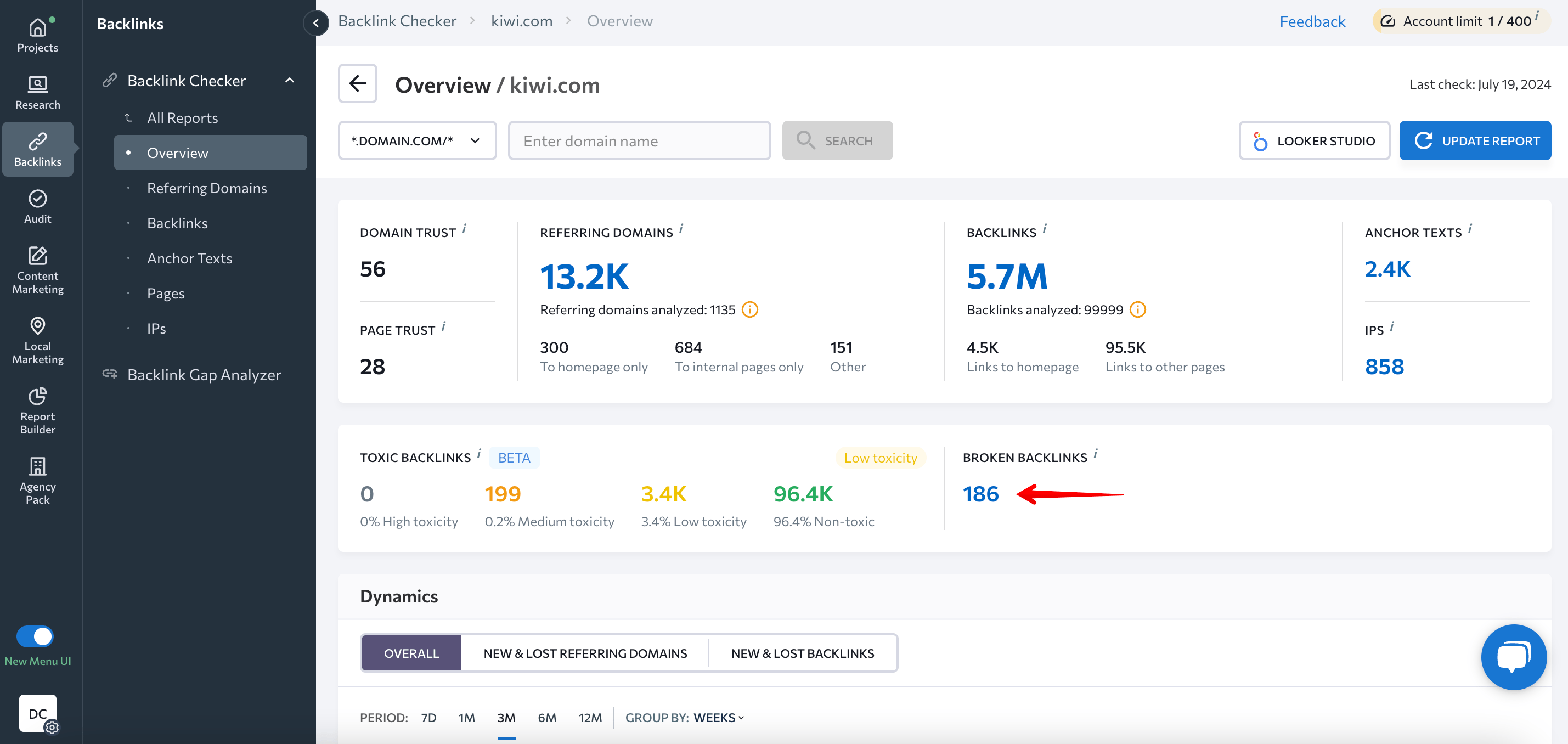 SE Ranking’s Broken Backlink Checker