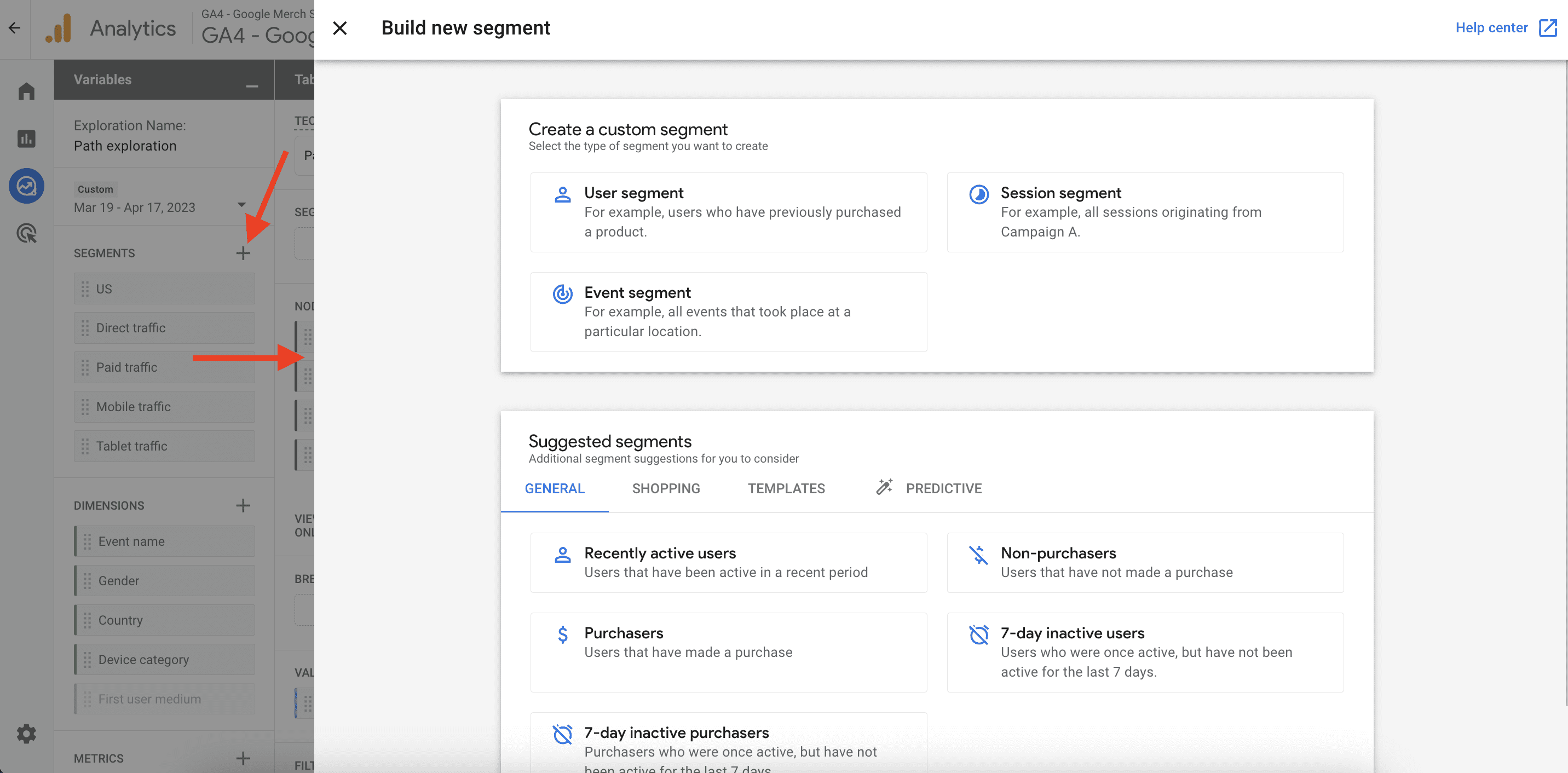 Build new segments in GA4