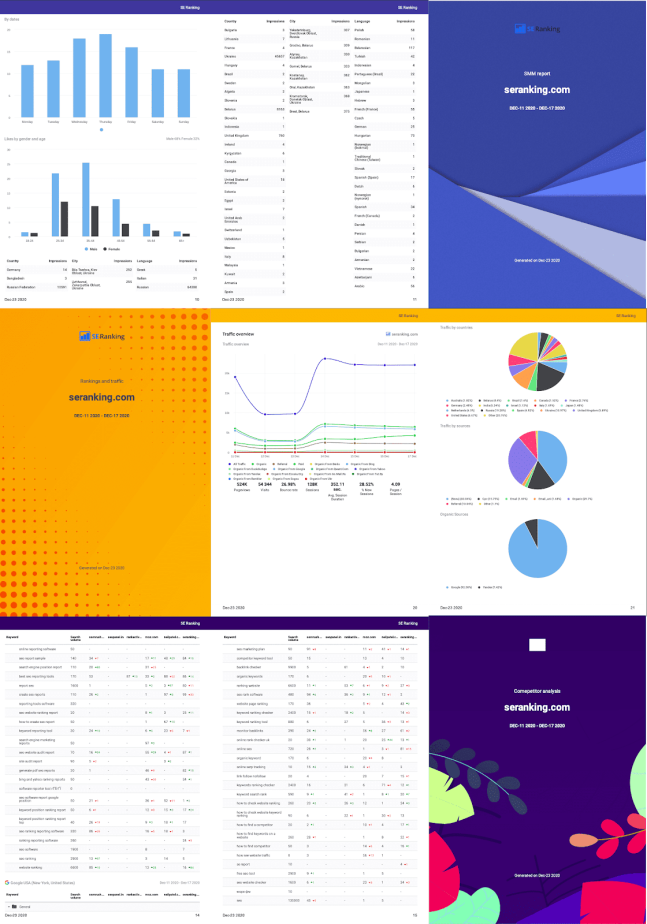 SE Ranking Report Builder Layouts