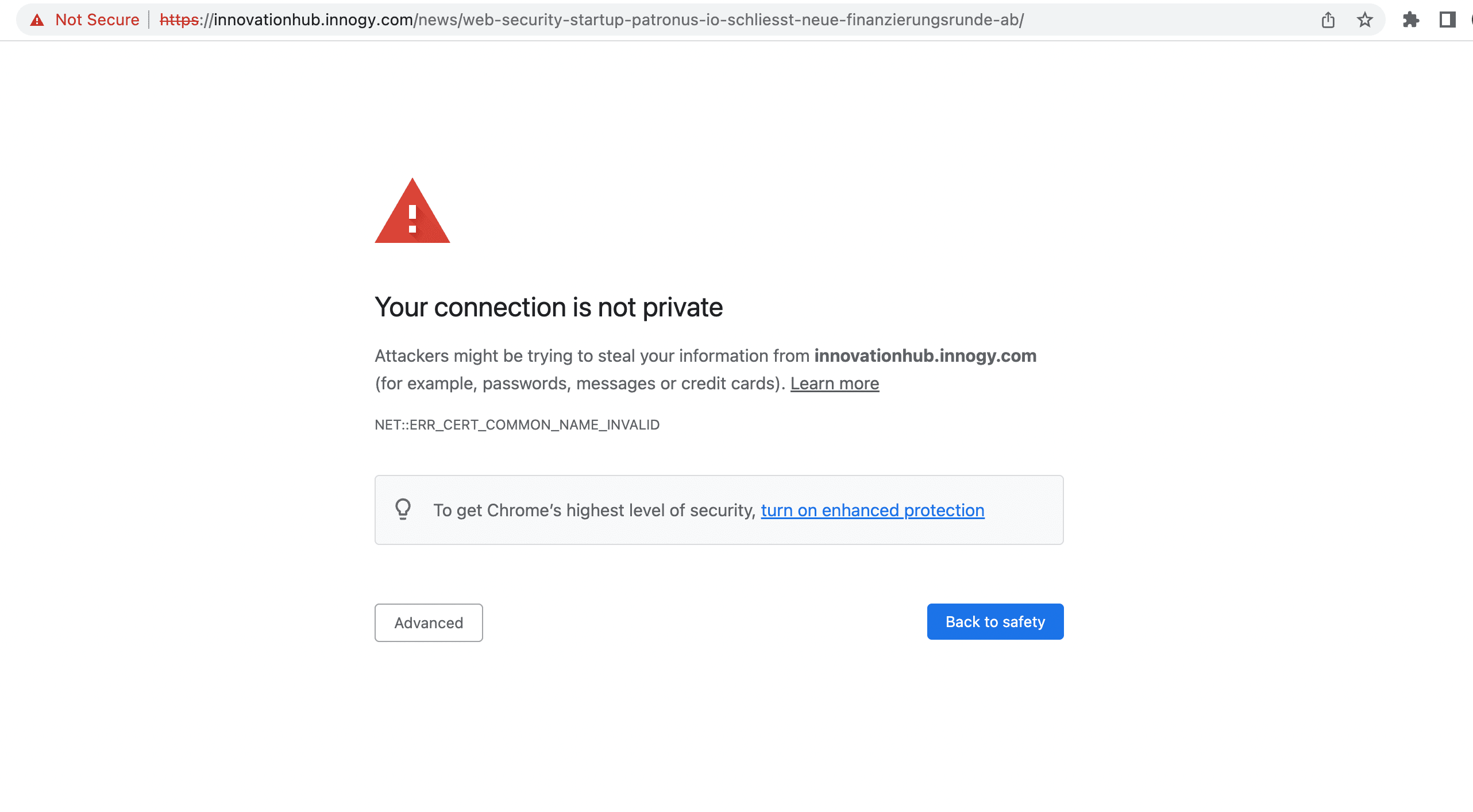 Your connection is not private message