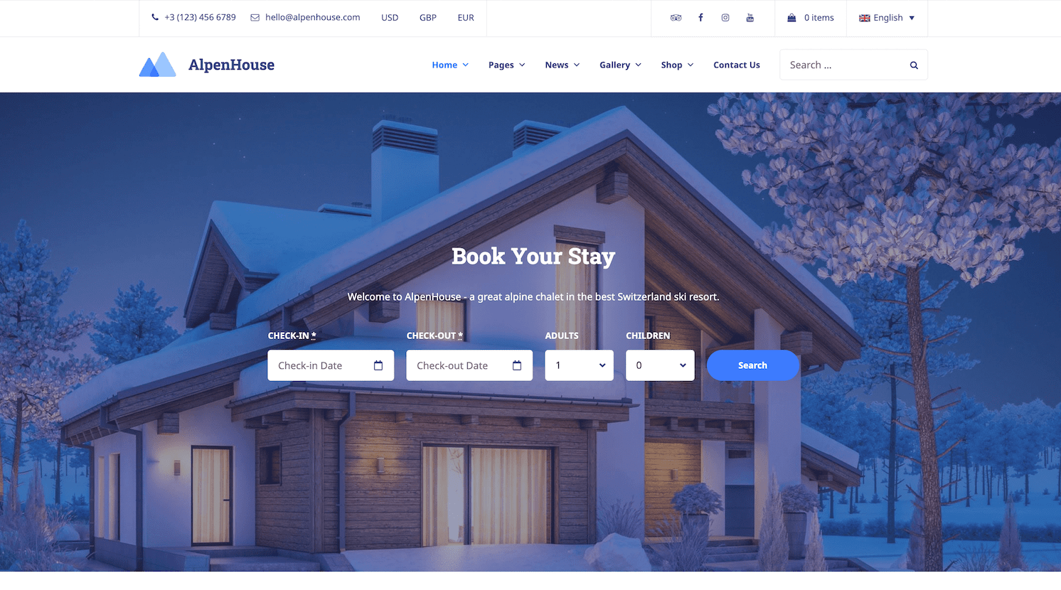 Alpen House — Vacation Rental Elementor WordPress Theme