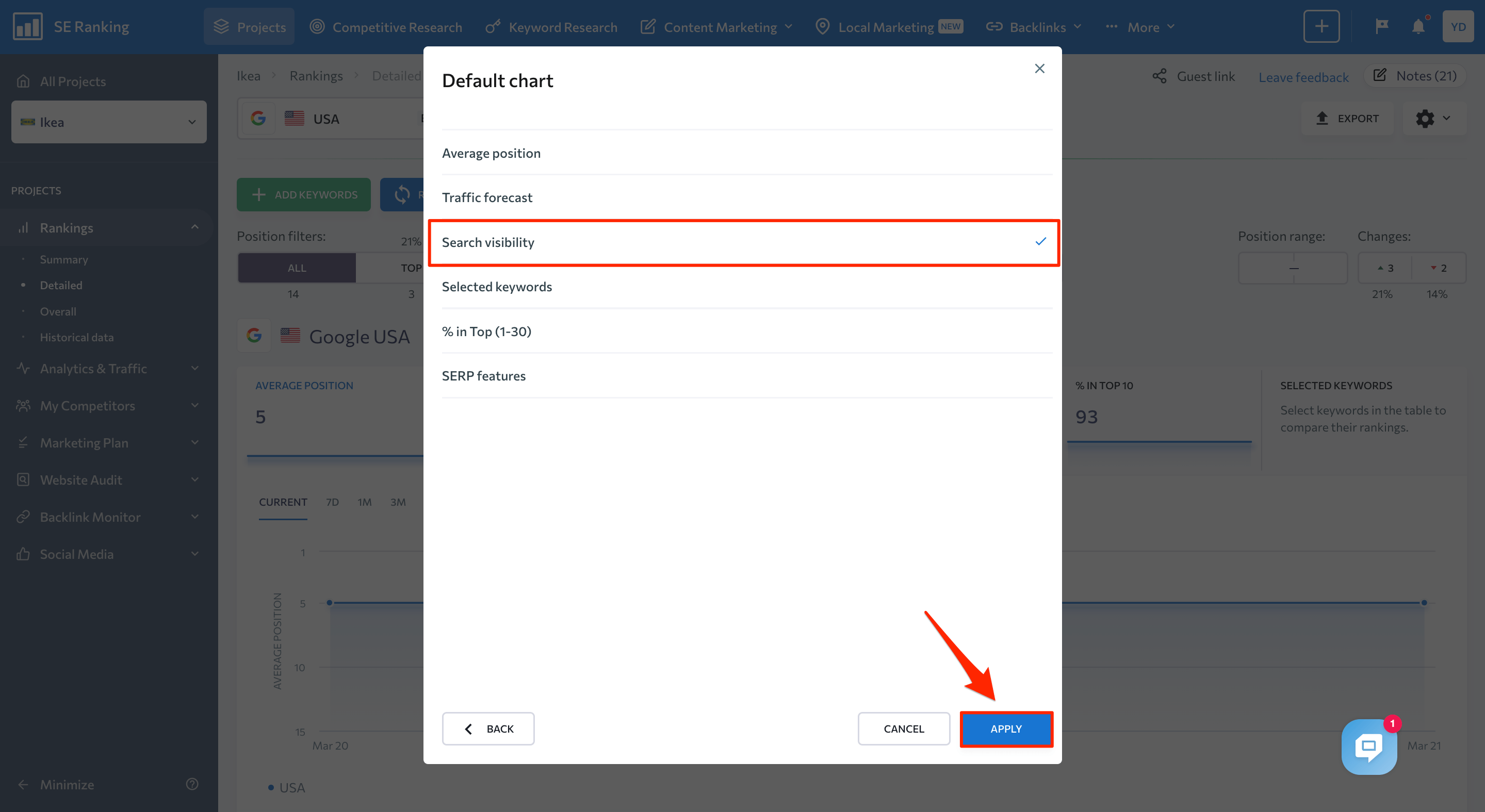 dashboard settings