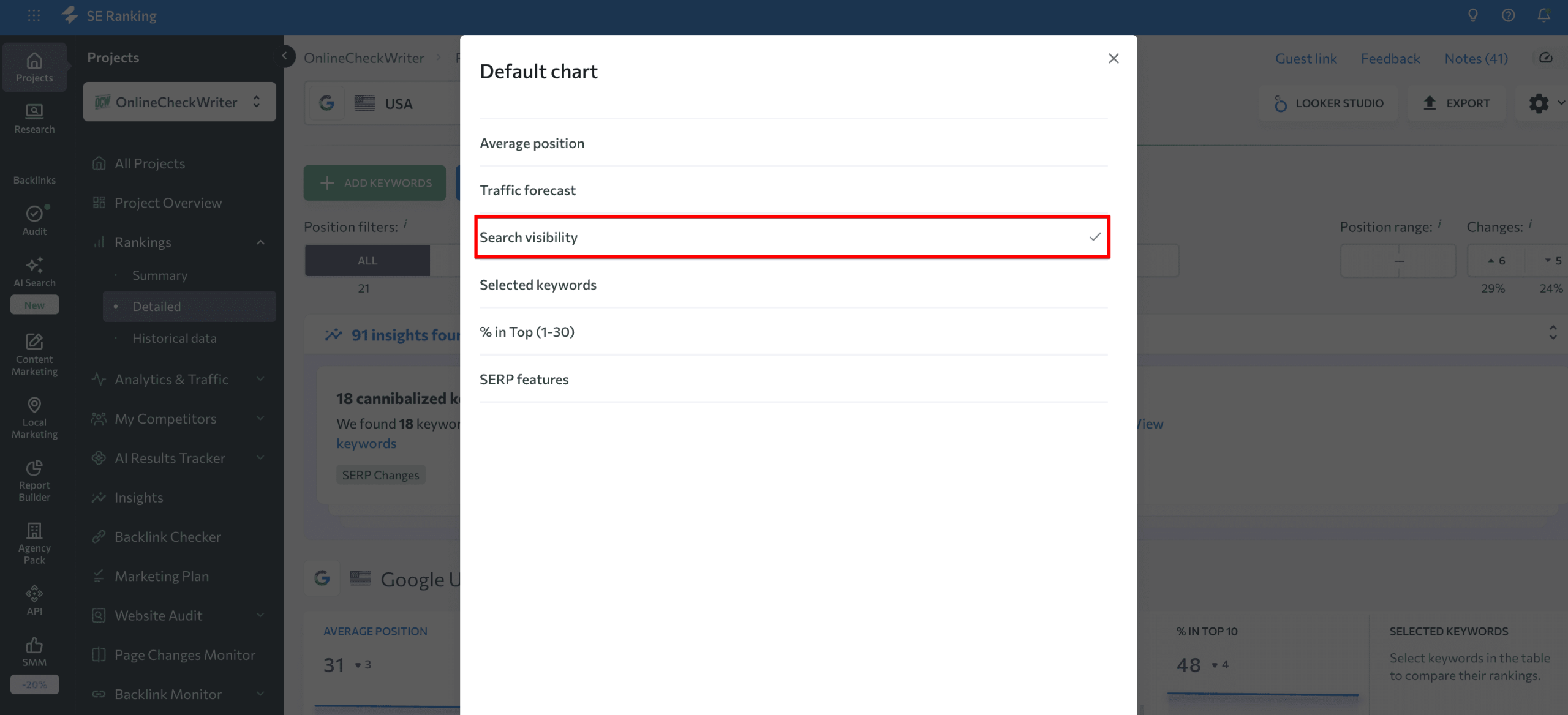 se ranking dashboard settings dashboard settings