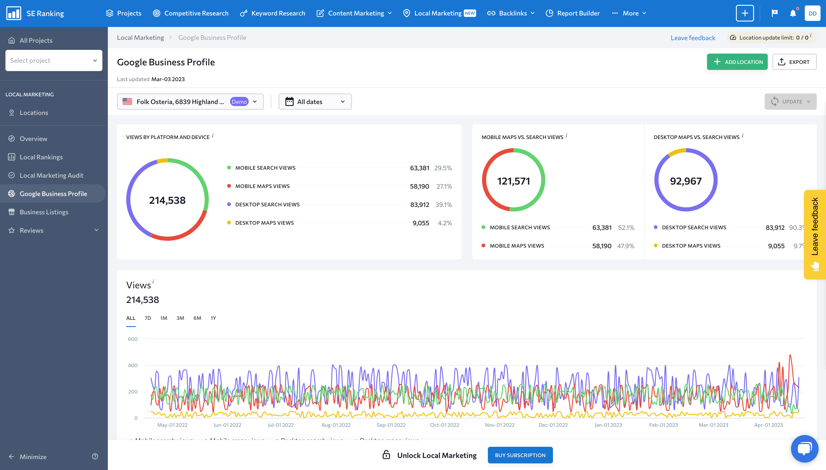 Screenshot of Google Business Profile dashboard