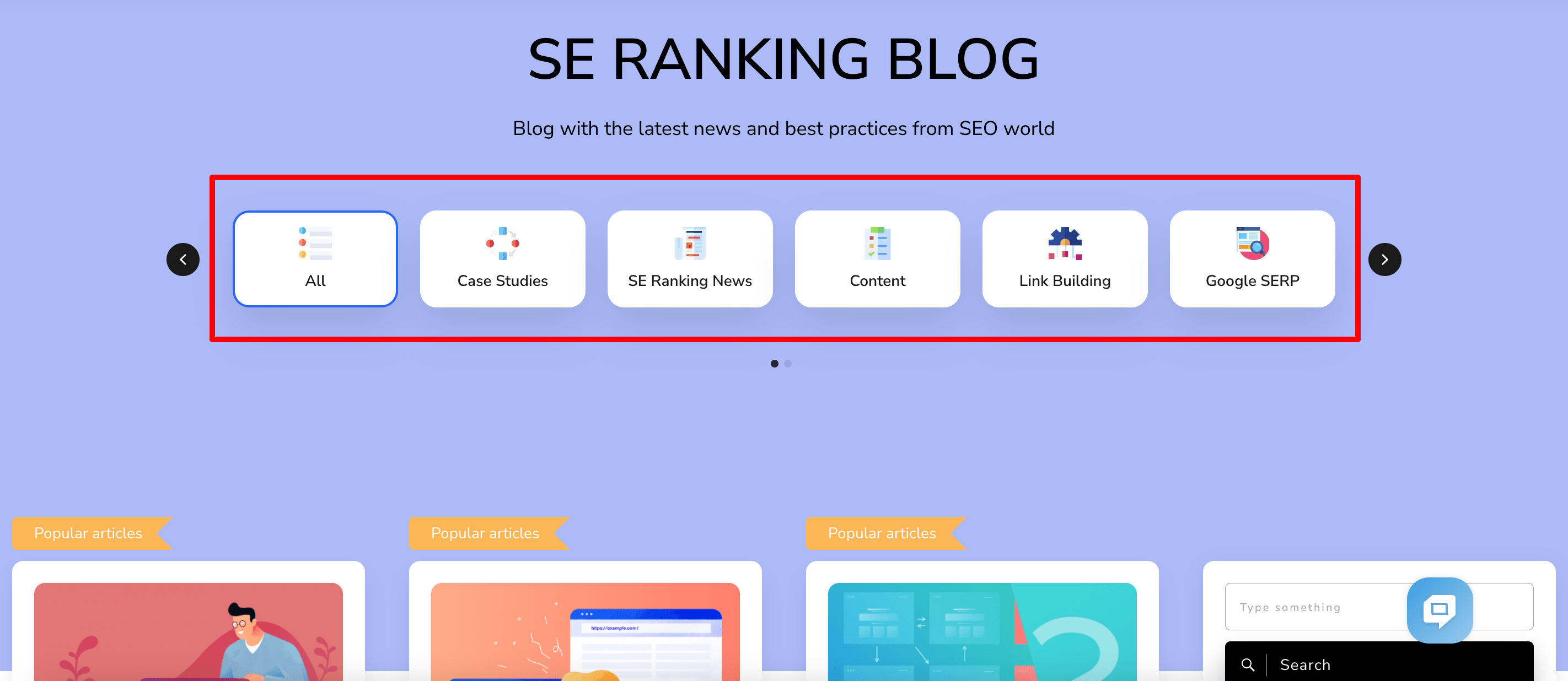 Categories in SE Ranking blog