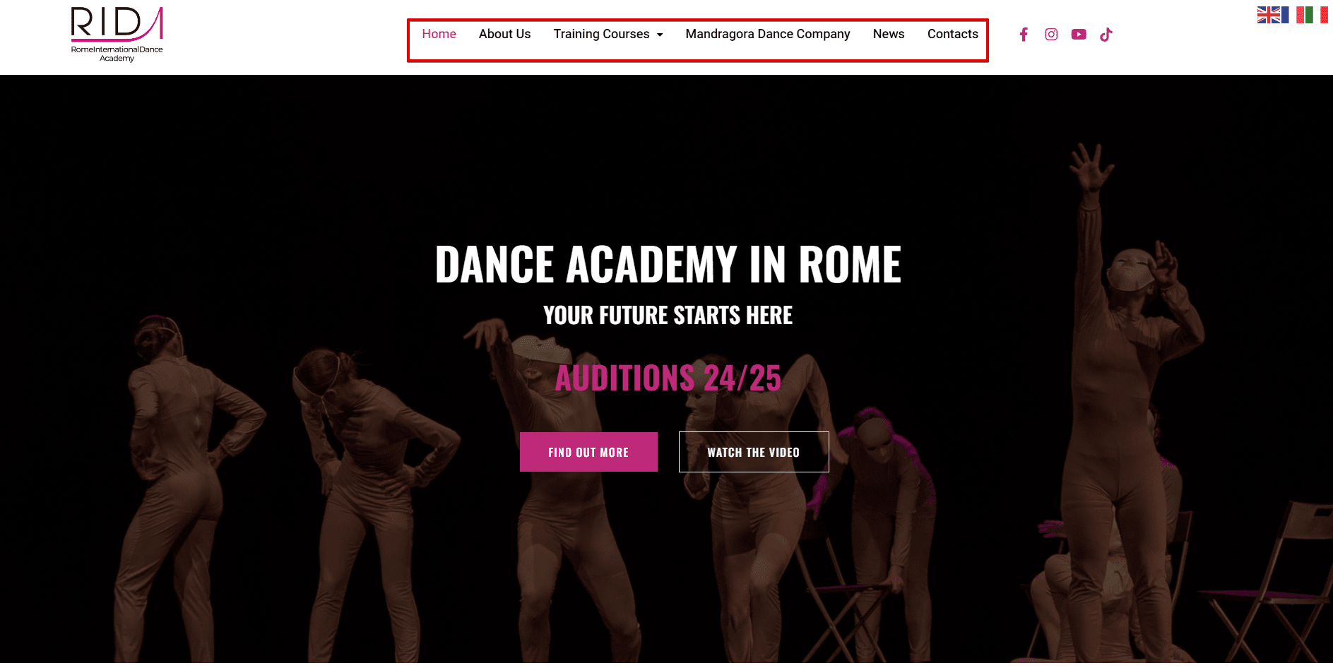 dance academy breadcrumb navigation