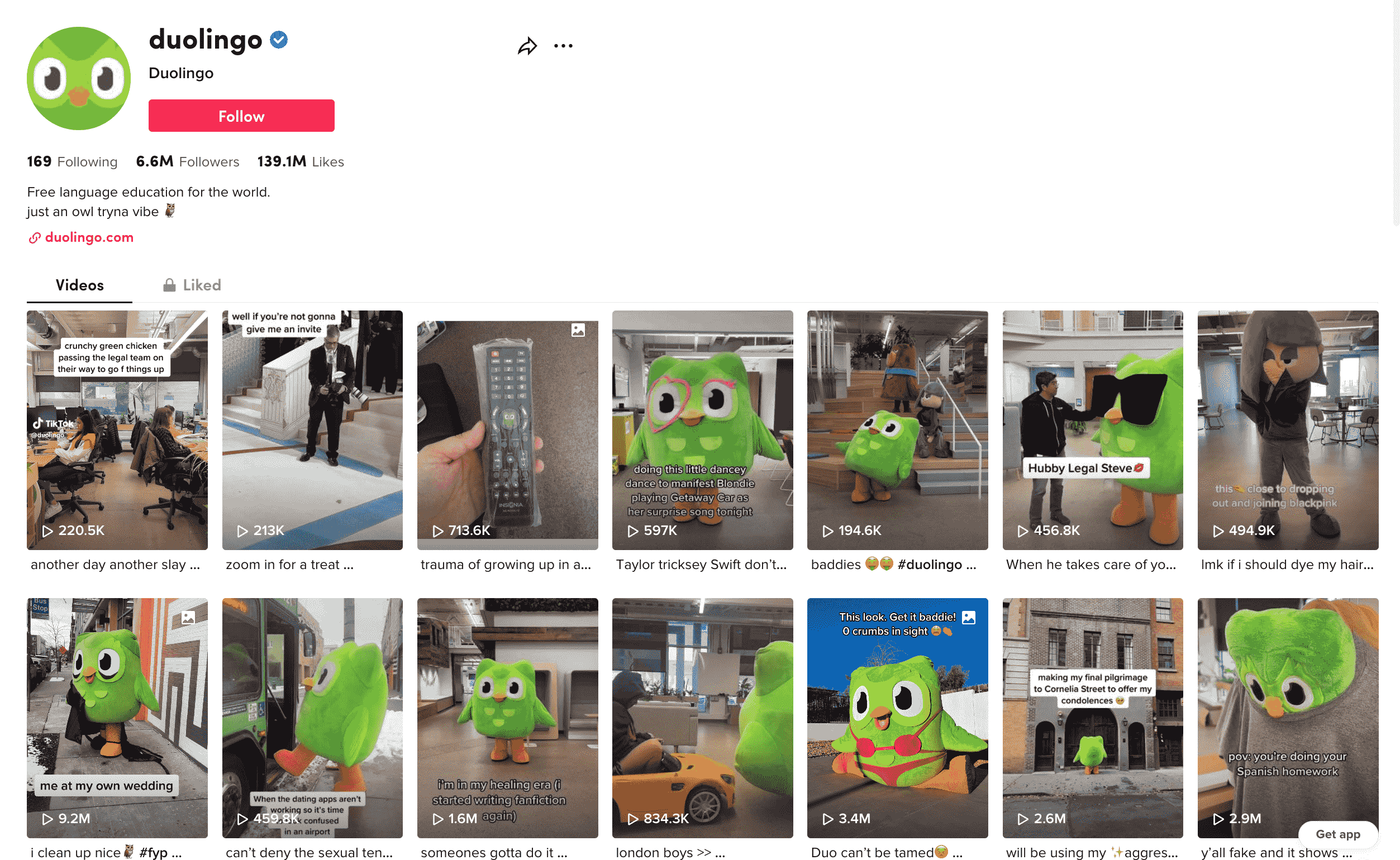 Duolingo Tiktok Profile