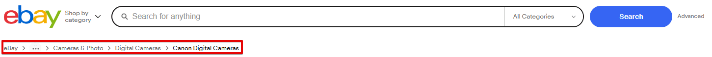 ebay breadcrumb navigation