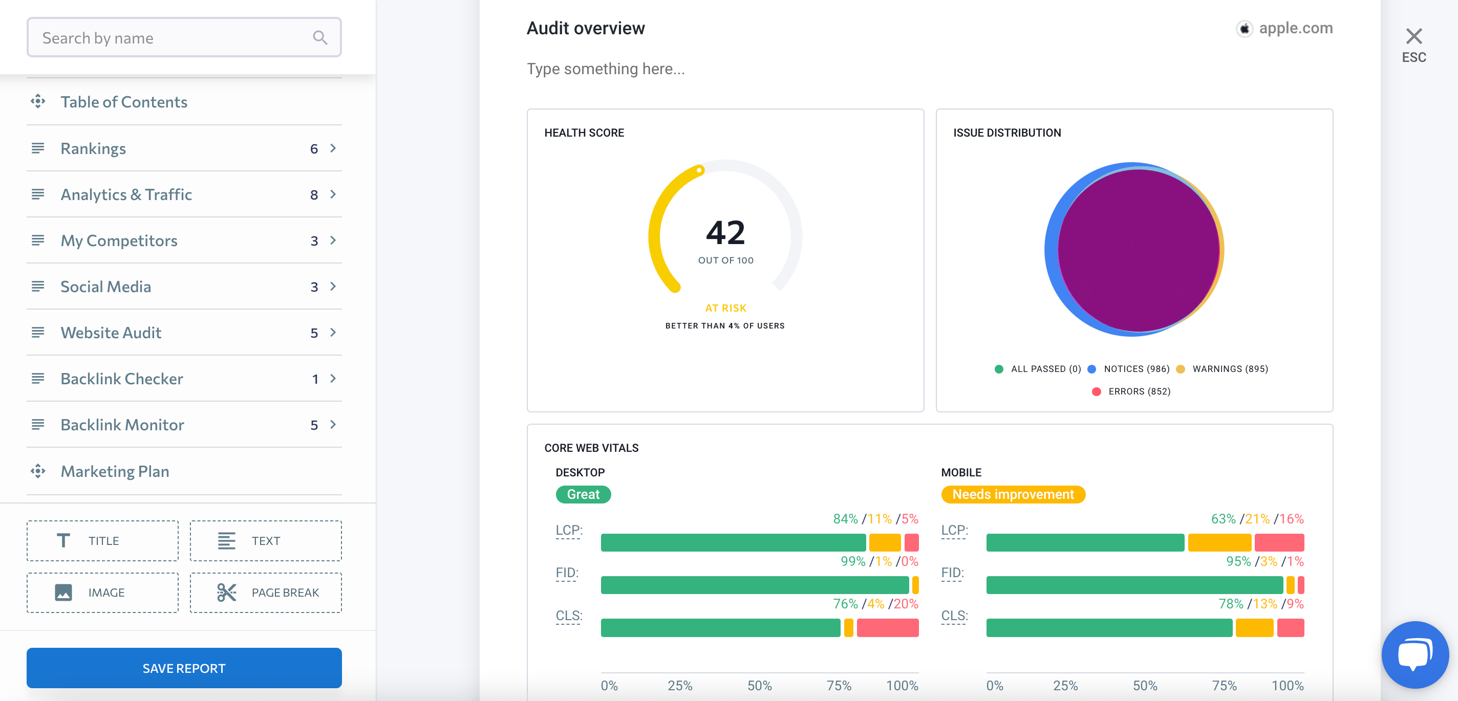 SE Ranking’s Report Builder