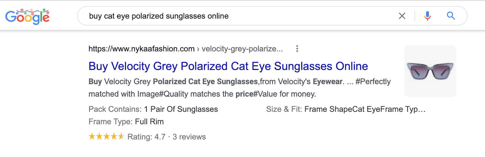 Rich results in Google SERP