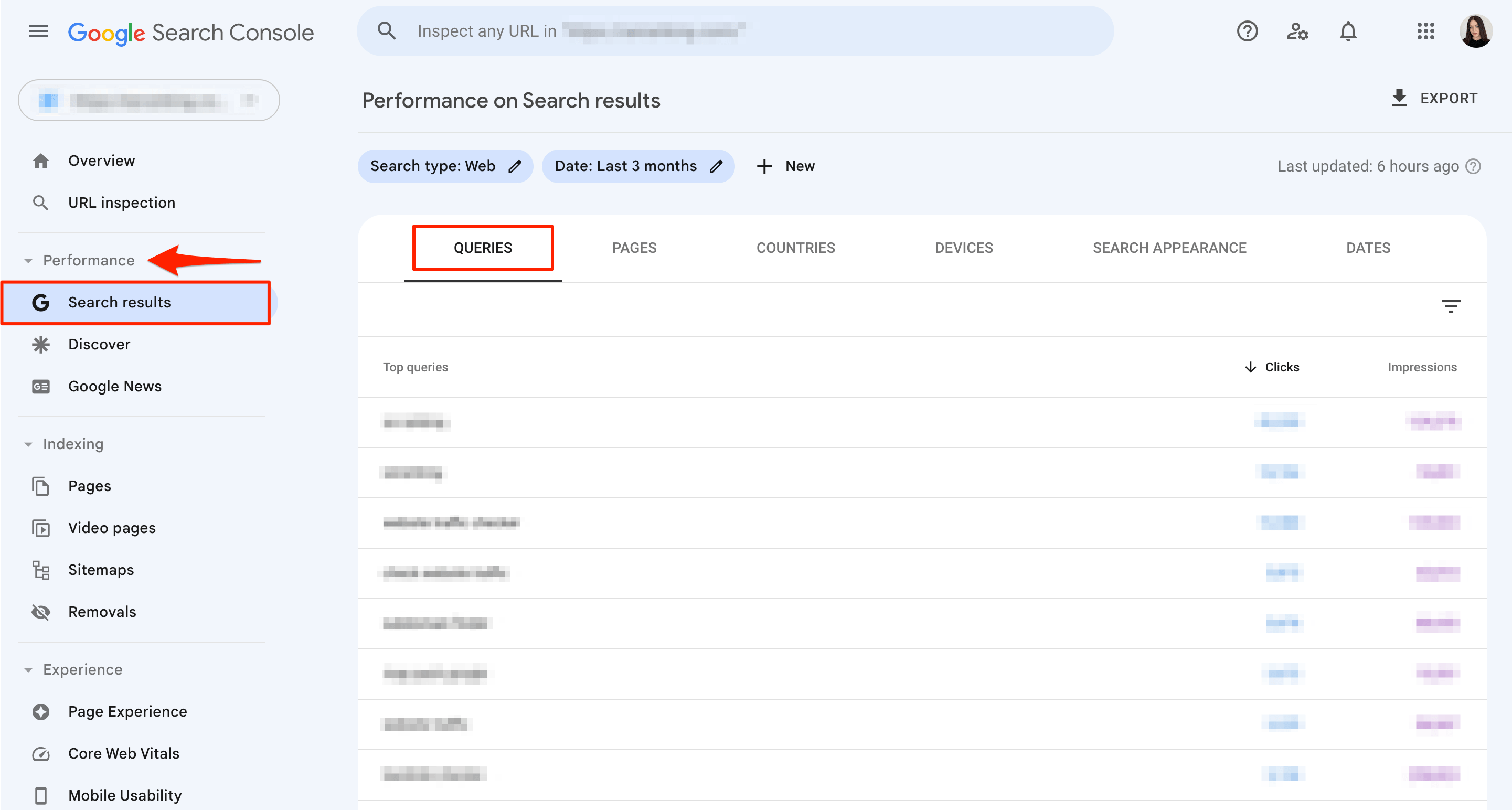 GSC queries table