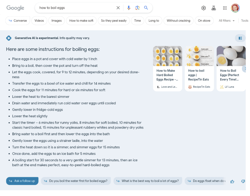 SGE's bad advice on boiling eggs