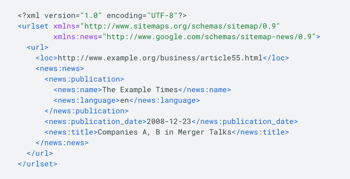 News sitemap code