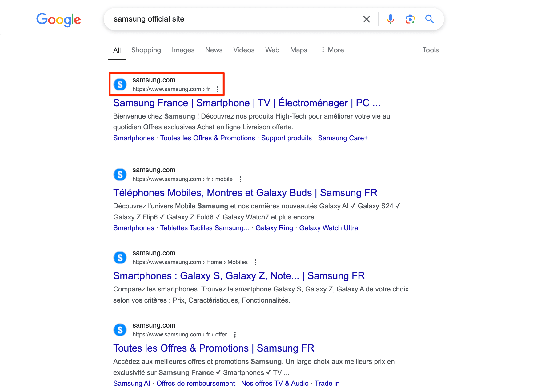 Samsung Official Site search query